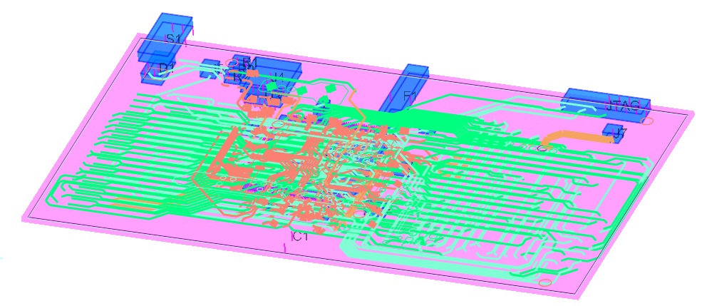 3D transparent view showing the internal traces