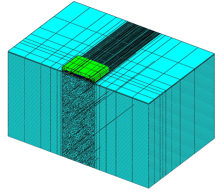 GaAs chip showing mesh and colored by properties