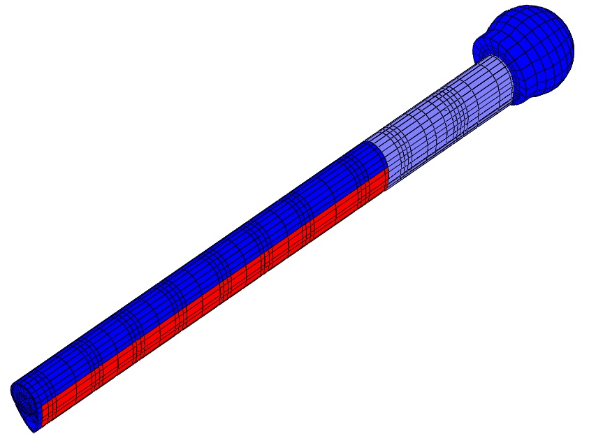 The mast model showing outside surface materials.
